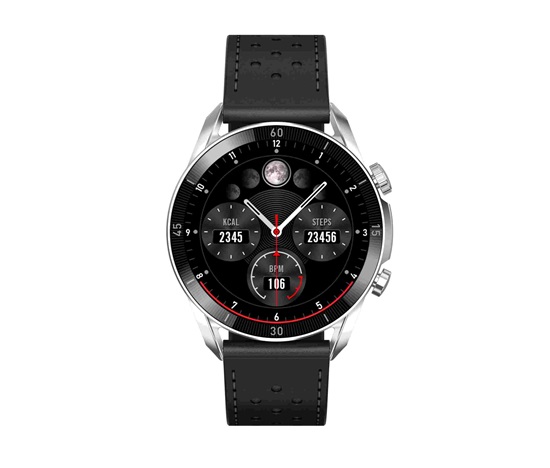 Garett Smartwatch V10 Silver-black leather