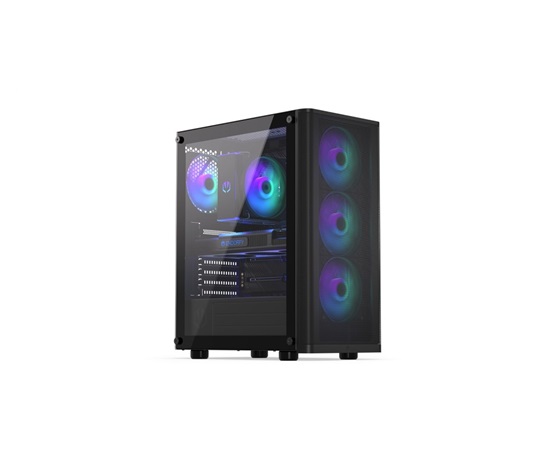 ENDORFY Case Ventum 200 ARGB, Průhledná bočnice, ATX, 4x120mm ARGB Fan, černá