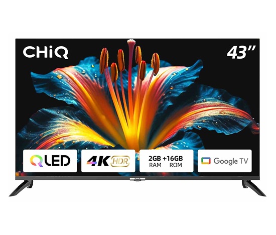 CHiQ U43QM8E TV 43", QLED, Google TV, Frameless, Dolby Audio, dbx-tv, nový design podstavce