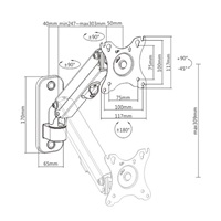 GEMBIRD Držák monitoru na stěnu MA-WA1-01, naklápěcí, až do 27” a 7kg, černý