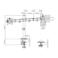 GEMBIRD Držák 2 monitorů na stůl MA-D2-01, naklápěcí, až do 32” a 9kg, černý