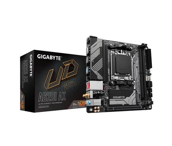 GIGABYTE MB Sc AM5 A620I AX, AMD A620, 2xDDR5, 1xDP, 1xHDMI, WiFi, mini-ITX