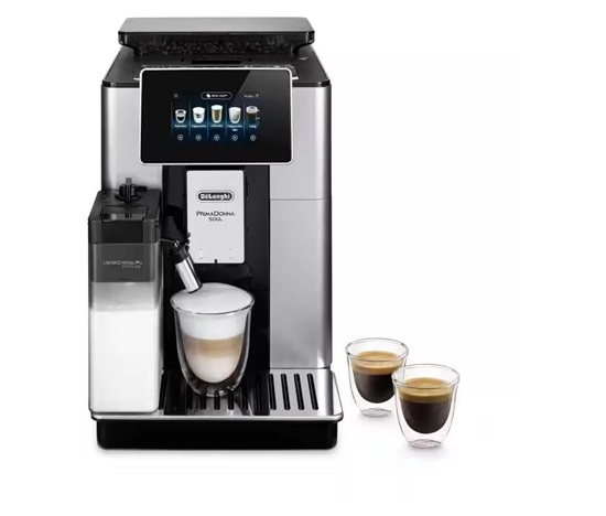 DeLonghi PrimaDonna Soul ECAM 610.55.SB automatický kávovar, 1450 W, 19 bar, vestavěný mlýnek, chytrý, mléčný systém