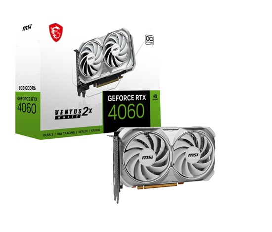 MSI VGA NVIDIA GeForce RTX 4060 VENTUS 2X WHITE 8G OC, 8G GDDR6, 3xDP, 1xHDMI