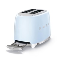 Smeg TSF01PBEU toustovač / topinkovač, 2 toasty, 6 úrovní opékání, zásuvka na drobky, styl. 50. let, pastelově modrá