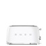 Smeg TSF02WHEU, toustovač / topinkovač, 4 toasty, 6 úrovní opékání, zásuvka na drobky, styl. 50. let, bílá