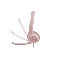 Logitech Headset H390, drátový, USB, růžová