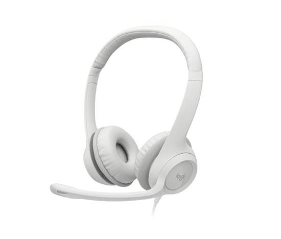 Logitech Headset H390, drátový, USB, bílá