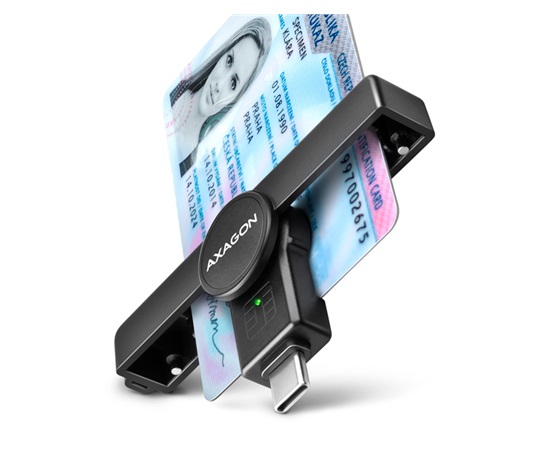 AXAGON CRE-SMPC, USB-C PocketReader čítačka kontaktných kariet ID card (eID klient)