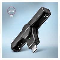 AXAGON CRE-SMPC, USB-C PocketReader čítačka kontaktných kariet ID card (eID klient)