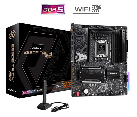 ASRock MB Sc AM5 B650E Taichi LITE, AMD B650, 4xDDR5, 1xHDMI, WI-FI, EATX