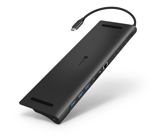 CONNECT IT dokovací stanice USB-C, 11v1 (2xHDMI), externí, šedá