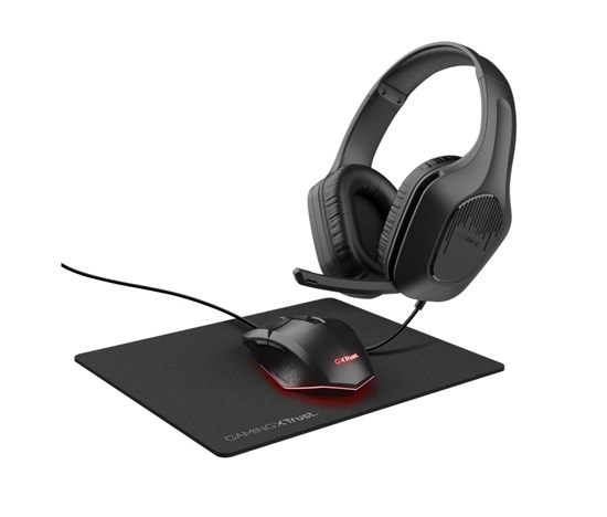 TRUST Sada sluchátka + myš + mousepad GXT 790 3v1 Gaming Bundle, černá