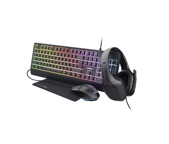 TRUST Sada sluchátka + myš + klávesnice + mousepad GXT 792 Quadrox 4v1 Gaming Bundle