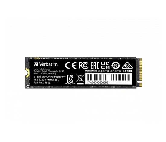 VERBATIM SSD Vi5000 Internal PCIe NVMe M.2 SSD 512GB , W2500/ R 5000 MB/s