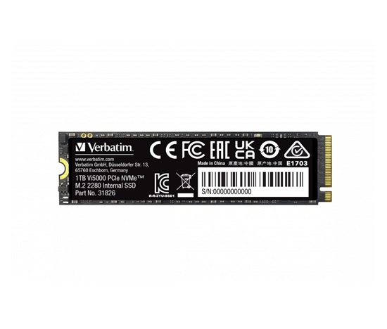 VERBATIM SSD Vi5000 Internal PCIe NVMe M.2 SSD 1TB , W 4500/ R 5000 MB/s