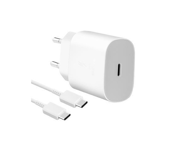 Samsung síťová nabíječka EP-TA800EWE + kabel EP-DA905BWE USB-C, 25W, bílá, (bulk)