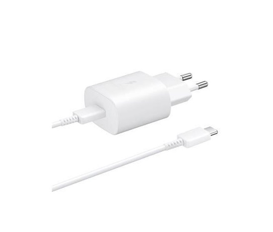 Samsung síťová nabíječka EP-TA800EWE + kabel EP-DA705BWE USB-C, 25W, bílá, (bulk)