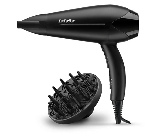 BaByliss D563DE fén, 2100 W, 2 rychlosti, 3 teploty, studený vzduch, s difuzérem, černý