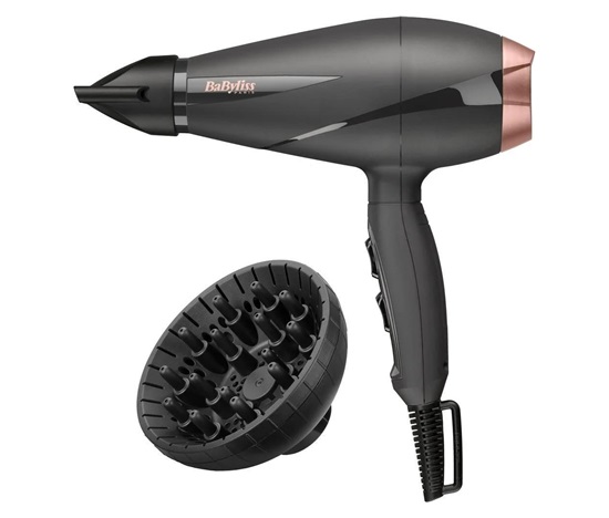 BaByliss 6709DE fén, 2100 W, 2 rychlosti, 3 teploty, studený vzduch, ionizátor, difuzér, černý