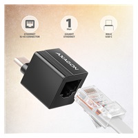 AXAGON ADE-MINIC, USB-C 3.2 Gen 1 - Gigabit Ethernet MINI sieťová karta, Realtek 8153, auto inštal, čierna