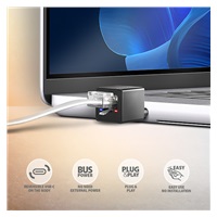 AXAGON ADE-MINIC, USB-C 3.2 Gen 1 - Gigabit Ethernet MINI sieťová karta, Realtek 8153, auto inštal, čierna