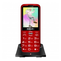 EVOLVEO EasyPhone XO, mobilní telefon pro seniory s nabíjecím stojánkem, červená