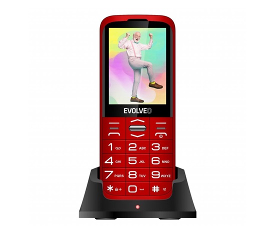 EVOLVEO EasyPhone XO, mobilní telefon pro seniory s nabíjecím stojánkem, červená