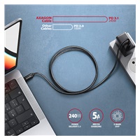AXAGON BUCM4X-CM10AB NewGEN+ kábel USB-C <-> USB-C, 1m, USB4 Gen 3×2, PD 240W 5A, 8K HD, ALU, opletenie, čierny