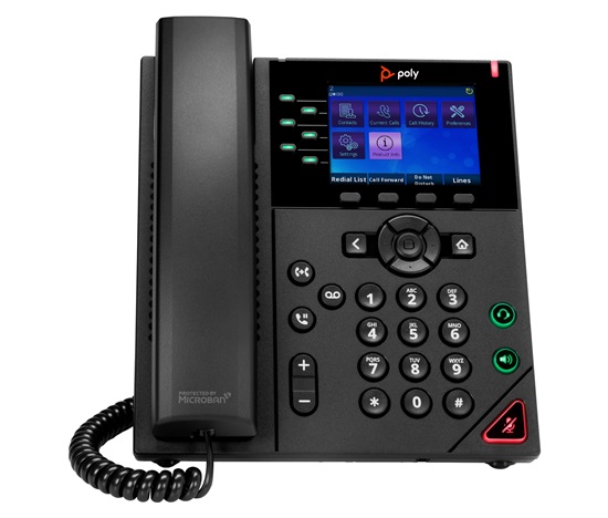 Poly OBi VVX 350 šestilinkový IP telefon s podporou PoE, napájecí zdroj