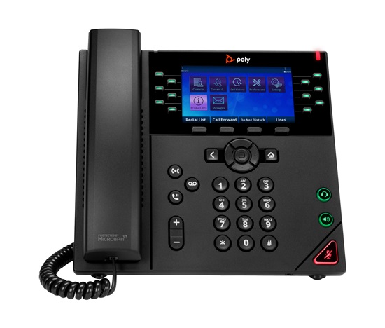 Poly OBi VVX 450 dvanáctilinkový IP telefon s podporou PoE, napájecí adaptér