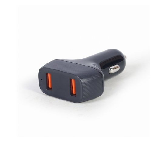 GEMBIRD Nabíječka do auta, 2x USB, rychlo-nabíječka, QC3.0, 36 W, černá