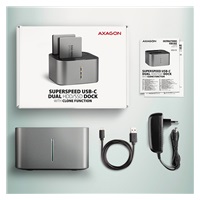 AXAGON ADSA-DC, USB-C 5Gbps - 2x SATA 6G 2.5"/3.5" SSD/HDD CLONE DUAL dokovací stanice