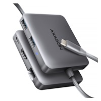 AXAGON HMC-5HL USB 5Gbps hub, 2x USB-A, HDMI 4k/60Hz, RJ-45 GLAN, PD 100W, kábel USB-C 20cm