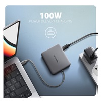 AXAGON HMC-5HL USB 5Gbps hub, 2x USB-A, HDMI 4k/60Hz, RJ-45 GLAN, PD 100W, kábel USB-C 20cm