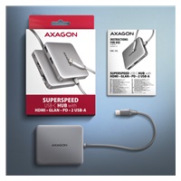 AXAGON HMC-5HL USB 5Gbps hub, 2x USB-A, HDMI 4k/60Hz, RJ-45 GLAN, PD 100W, kábel USB-C 20cm