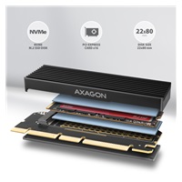 AXAGON PCEM2-XS, PCIe x16 - M.2 NVMe M-key slot adaptér, kryt s chladičom pre pasívne chladenie
