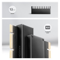 AXAGON PCEM2-XS, PCIe x16 - M.2 NVMe M-key slot adaptér, kryt s chladičom pre pasívne chladenie