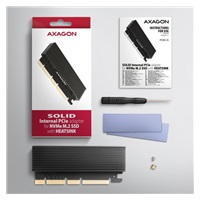AXAGON PCEM2-XS, PCIe x16 - M.2 NVMe M-key slot adaptér, kryt s chladičom pre pasívne chladenie