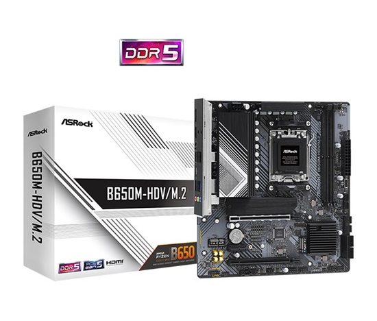 ASRock MB Sc AM5 B650M-HDV/M.2, AMD B650, 2xDDR5, 1xDP, 1xHDMI, mATX