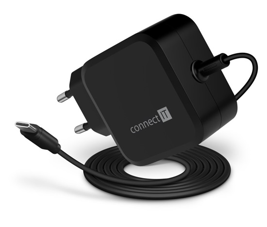 CONNECT IT C-Power Mini univerzální notebookový adaptér USB-C, PD 67 W, černá