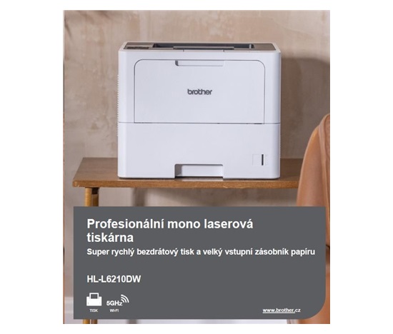 BROTHER tiskárna laserová mono HL-L6210DW - A4 50ppm 1200x1200 256MB 520listů LAN USB WIFI DUPLEX