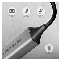 AXAGON ADE-TXCA, USB-C + USB-A 3.2 Gen 1 - Gigabit Ethernet sieťová karta, Asix AX88179, auto inštal