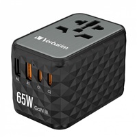 VERBATIM Univerzální cestovní adaptér nabíječka UTA-05 GaN III, 65W