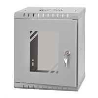 LEXI-Net 10" nástěnný rozvaděč Basic 6U 292x300, skleněné dveře, bez zad, svařovaný, šedý