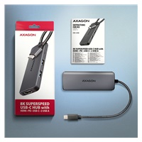 AXAGON HMC-5H8K, USB 5Gbps hub, 2x USB-A, USB-C, HDMI 8k/30Hz, PD 100W, kábel USB-C 15cm