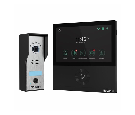 EVOLVEO DoorPhone AHD7, Sada domácího WiFi videotelefonu s ovládáním brány nebo dveří černý monitor