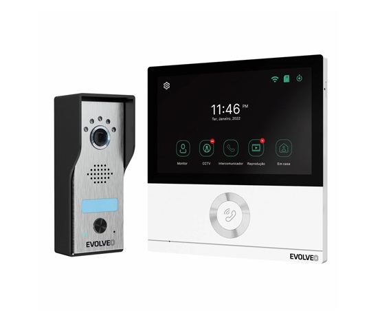 EVOLVEO DoorPhone AHD7, Sada domácího WiFi videotelefonu s ovládáním brány nebo dveří bílý monitor