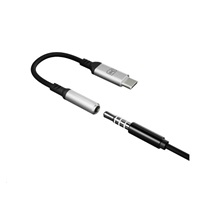3mk adaptér USB-C/Jack 3,5mm (samice) 0,15m, černo-stříbrná