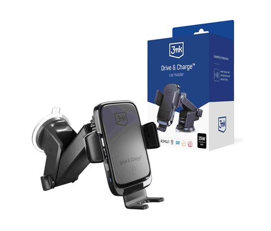 3mk držák do auta Drive & Charge, 15W bezdrátové nabíjení